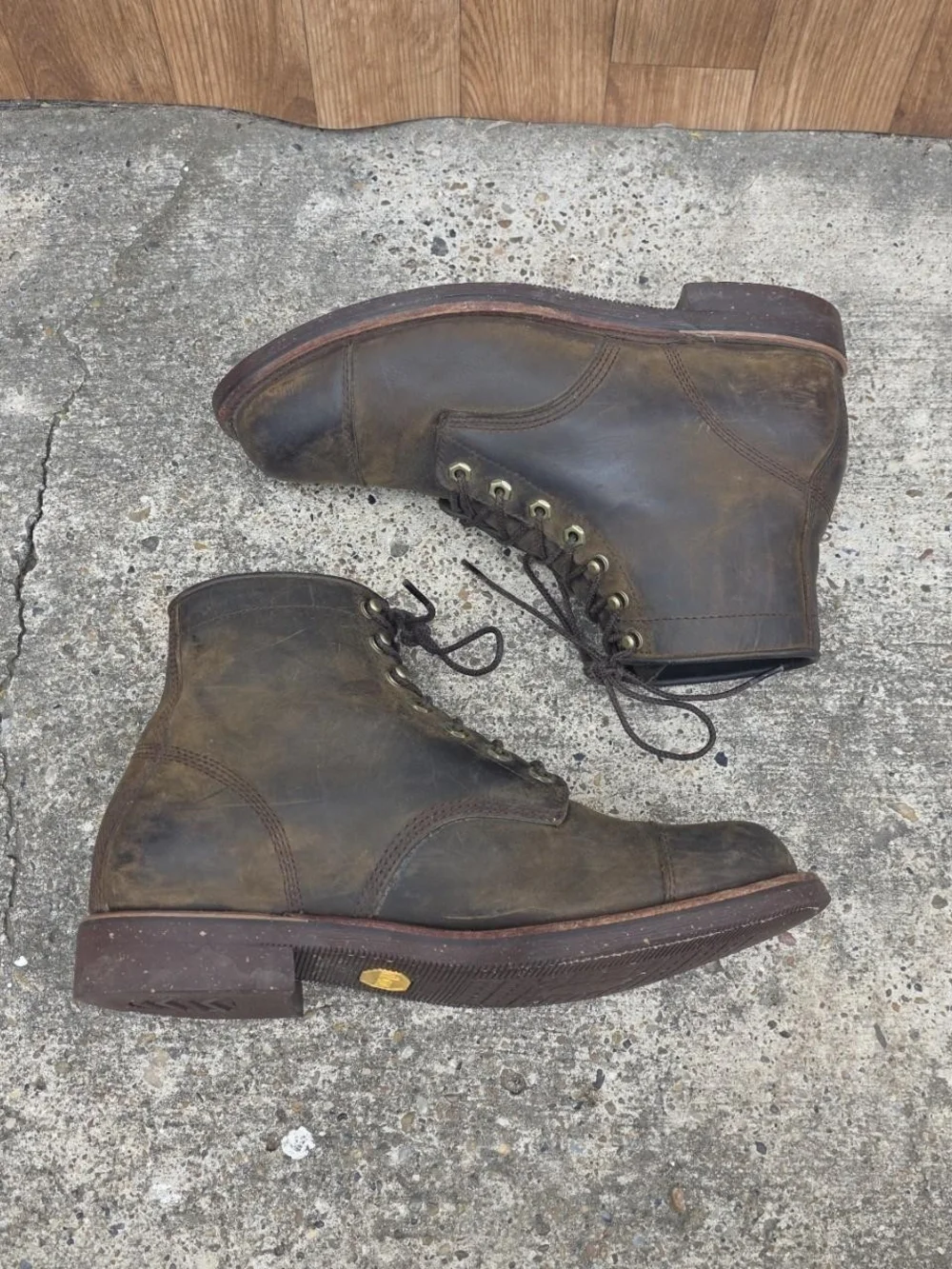 LL Bean Chippewa Boots Size 10 Brown Leather Vibram USA Made